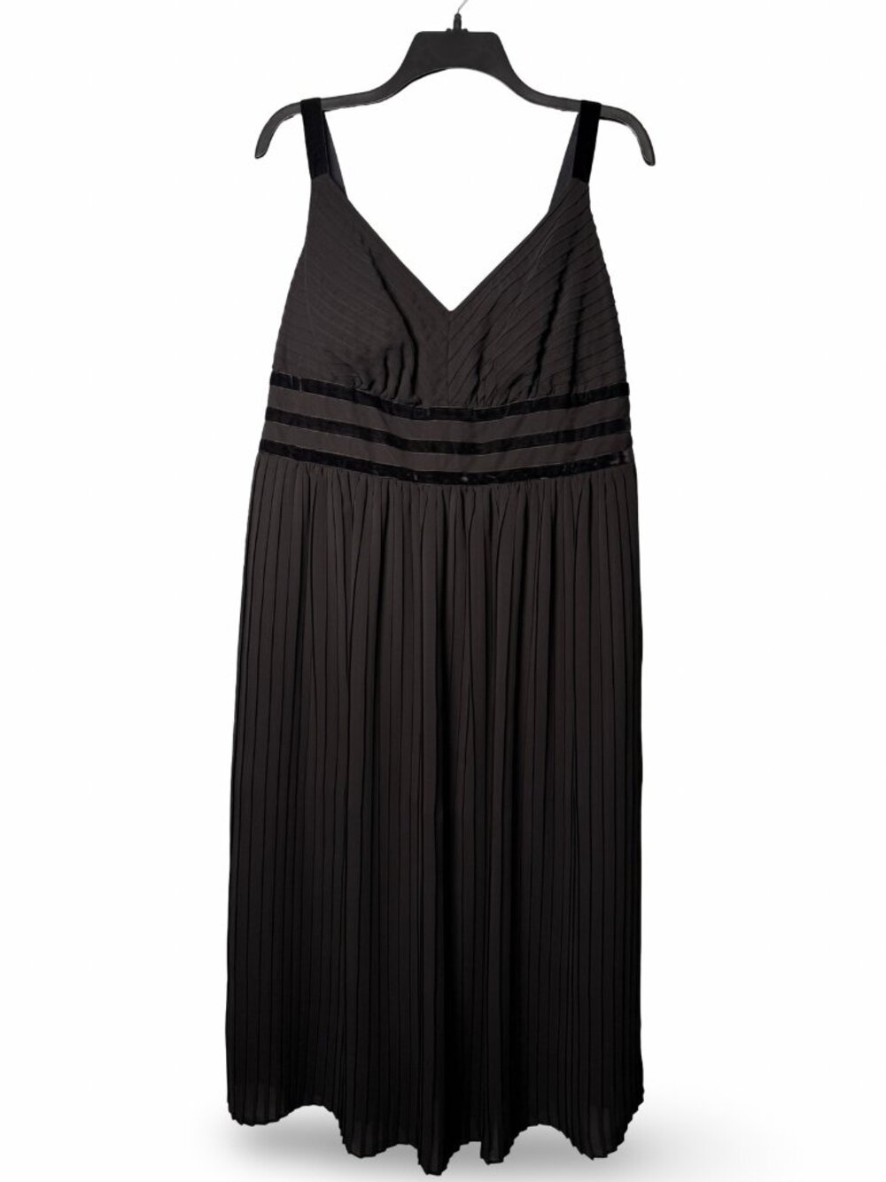 VTG Robbie Bee Black Chiffon‎ Velvet Dress Women 14W Sleeveless Y2K V-Neck Party